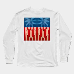 TWO HEARTS İN RED WHITE AND BLUE Long Sleeve T-Shirt